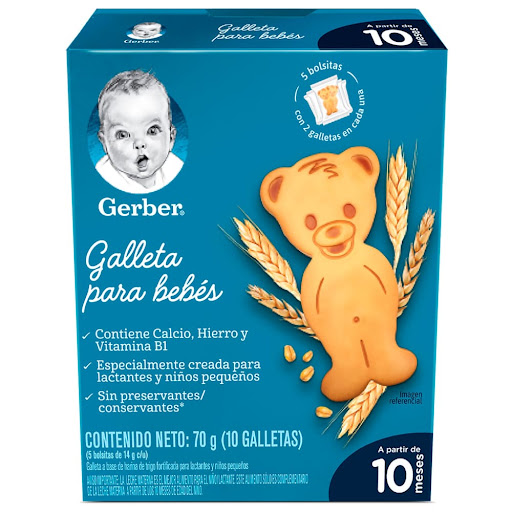 Galletas Gerber Para Bebes 10meses+ Caja x 10 und