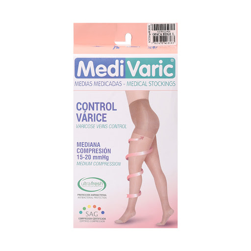 Medias De Compresión Mediana Cadera Dama 15-20 Beige L Caja x 1 und