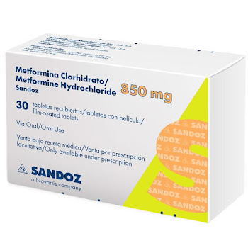 Metformina Sandoz 850 mg Caja x 30 Tabletas  