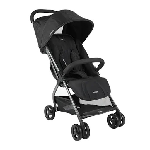 Coche Paseador Traveler Black COSCO Caja x Caja Coche Paseador Traveler Black, ideal desde el nacimiento. Plegado compacto con una mano, apto para avión, respaldo reclinable y arnés de 5 puntos.