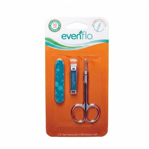 Set de Manicure para Bebe Azul -  Evenflo Evenflo Blister x 3 Und El estuche de Set de Manicure contiene 1 Tijeras, 1 Lima y 1 Cortaúñas.
Tijeras de acero inoxidable con punta redondeada para la seguridad de tu bebé.
Lima suave para las uñas blandas.
Cortaúñas tamañ