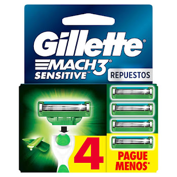 Repuestos para cuchilla de Afeitar Gillette Mach 3 Sensitive Caja x 4 und  