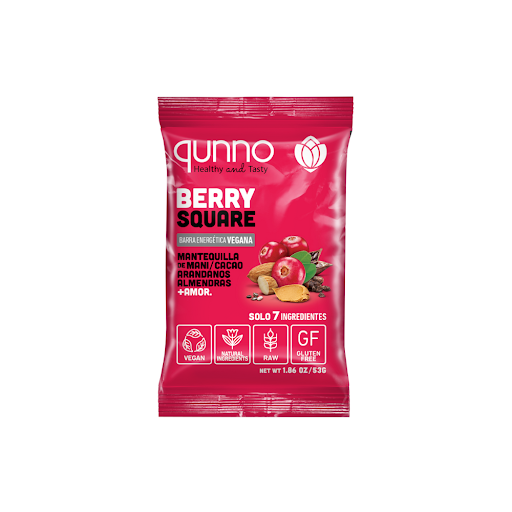 Barra Energética Vegana Qunno Berry Square x 53 gr