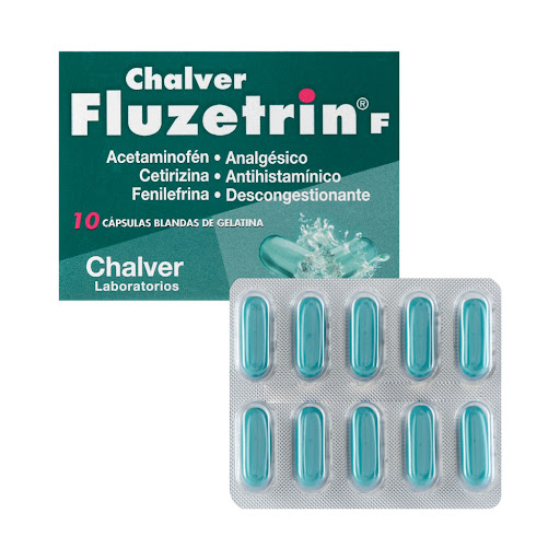 Fluzetrin F Acetaminofen + Cetrizina + Fenilerfina Chalver Caja x 10 Cápsulas