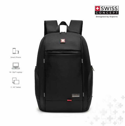 Morral Para laptop 15", Swiss Concept Pilatus, Color negro, Morral con diseño elegante y cómodo para oficina o universidad  SWISS CONCEPT EMPAQUE INDIVIDUAL x UNIDAD 