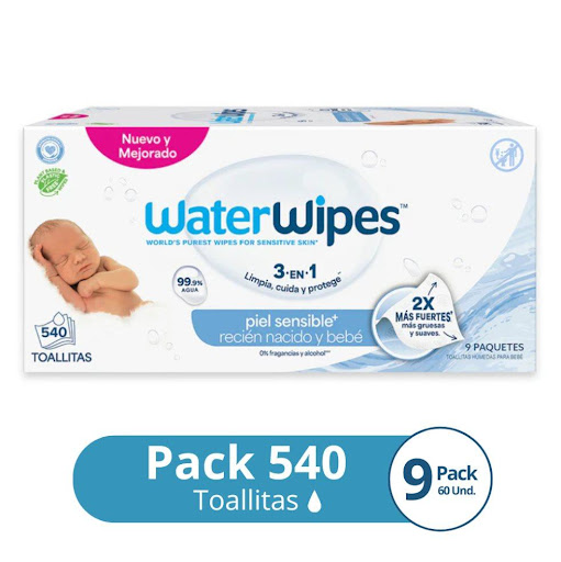 TOALLAS HÚMEDAS WATERWIPES 540 UNIDADES  WATERWIPES CAJA X 540 UND x 540
