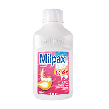 Milpax Cereza Bicarbonato de Sodio + Alginato Farmacol Frasco x 360 ml  