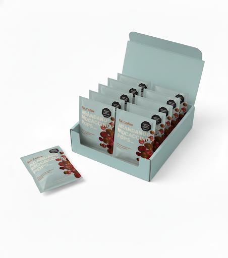 Box de Uchuva Mocaccino Pops Eat Coffee Caja con snacks individuales x 12 La dosis perfecta para toda la semana. Box saludable y funcional de uchuva deshidratada recubierta de café y cacao x 12 unidades.