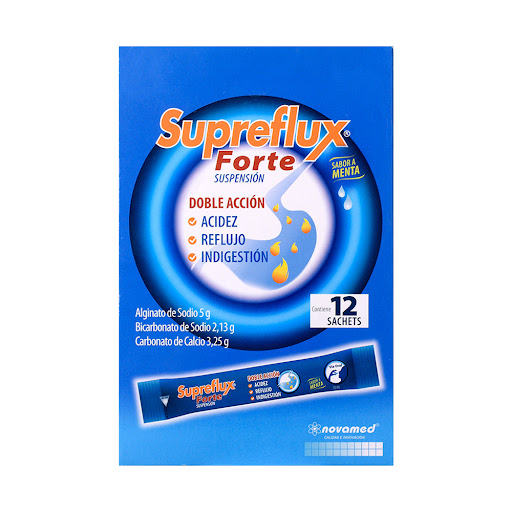 Superflux Forte Alginato de Sodio + Bicarbonato + Carbonato de Calcio Caja x 12 Sachets