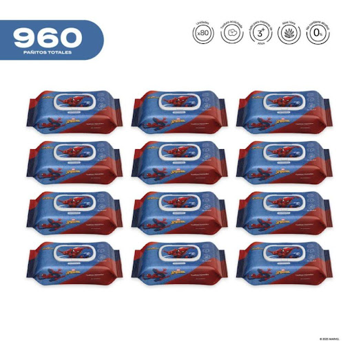Pack x12 Pañitos Húmedos Marvel Cosmos Spider-Man CMS COSMOS Flow-Packs x 80 unidades undefined