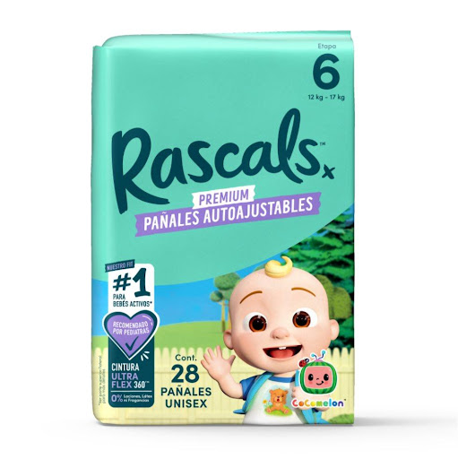 Pañales Rascals Cocomelon Pants T_6 Bebé 12-17 Kg x 28 Und Rascals Paquete x 28 