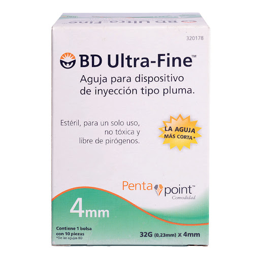 Aguja Bd Ultra-Fine x 32g x 4mm Caja x 10 und