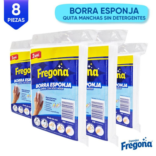 BORRASPONJA X4 Esponjas Fregona Paquete x 1 Esponjas para borrar manchas sin esfuerzo, la esponja se desgasta como un borrador de nata. Limpia zon solo agua