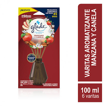 Varitas Aromatizantes Glade Manzana Canela Frasco x 100 ml  