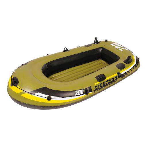Set Bote Inflable Mod. Fishman 1P Ecology Ecology Caja x 1 Resiste hasta 150 kg, posee asa y cabo de transporte,  paredes de 3 capas resistentes al sol, abrasión y productos químicos. Sistema de fácil acceso para inflar y desinflar, instalación muy rápida y d