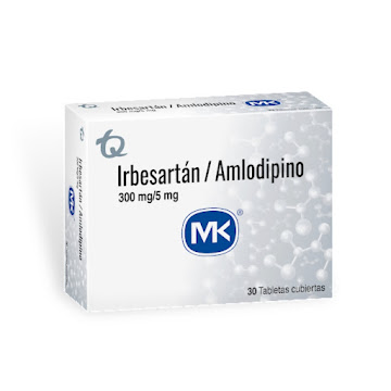 Irbesartán + Amlodipino 300mg/5mg MK Caja x 30 Tabletas  