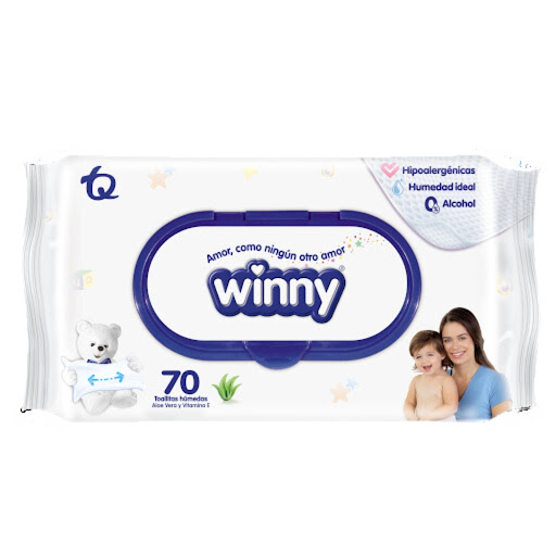 Toallitas Húmedas Winny Con Aloe Vitamina E x 70 und