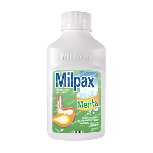 Milpax Menta Alginato de sodio + Bicarbonato de Sodio 125mg/133mg Farma de Colombia Frasco x 360 ml