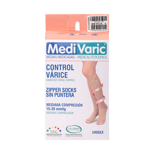 Medias Medivaric Unisex Cremallera 15-20 Beige Talla L