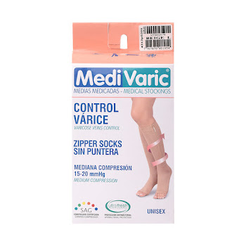 Medias Medivaric Unisex Cremallera 15-20 Beige Talla L  