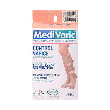 Medias Medivaric Unisex Cremallera 15-20 Beige Talla L  