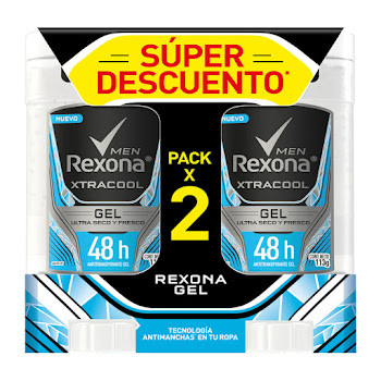 Desodorante Hombre Rexona Gel Xtracool 113 Gr Pack x 2 und  
