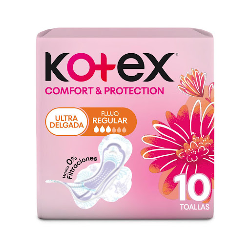 Toallas Femeninas Kotex Comfort y Protección Ultradelgadas Bolsa x 10 und