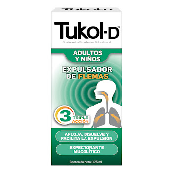 Tukol-D Guaifenesina + Bromhexina 4mg/100mg Genomma Frasco x 125 ml  