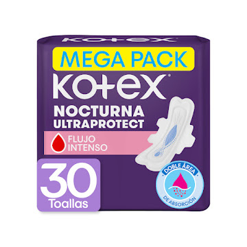 Toallas Femeninas Kotex Nocturna x 30 und  