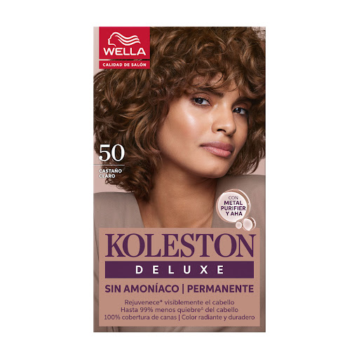 Kit Tinte Koleston Deluxe 50 Castaño Claro Permanente Sin Amoniaco Caja x 1 und