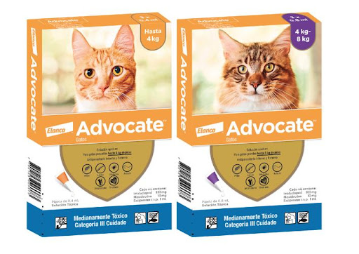 ADVOCATE GATOS (HASTA 8 KG) Elanco Caja x 1 Advocate Gatos protege a los gatos por dentro y por fuera. Provee protección integral contra pulgas, gusano del corazón, lombrices intestinales, gusanos pulmonares, ácaros de la sarna de la oreja y ác