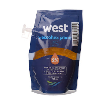 Jabón Antiséptico   Gluconato De Clorhexidina 2% West Bolsa x 120ml  