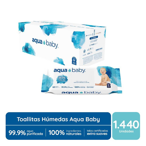 Toallitas Húmedas 99,9% Agua, Aqua Baby 24 Bolsas de 60, 1440 Unidades Aqua Baby Caja de 60 Bolsas x 1440 Caja de 24 Bolsas de 60 Toallitas Húmedas Aqua Baby
Formato 60 unidades
1.440 hojas

Toallitas húmedas / wipes 99.9% agua marca Aqua Baby
Contenido: 60 toallitas de 16x18.5 cms
Ingredientes: 99.9% agu