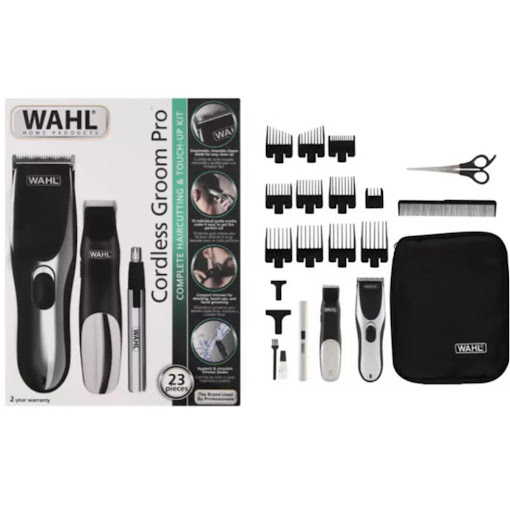 Cortadora Inalámbrica Wahl Home Groom Pro 8 Peines Guía WAHL Caja x 1 Arreglo de la cabeza y de todo el cuerpo en un solo juego, con extraordinaria potencia y precisión.