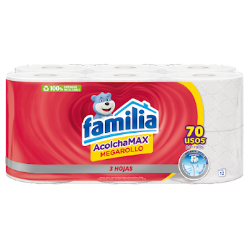 Papel Higiénico Familia Acolchamax Megarollo Paquete x 12 und  