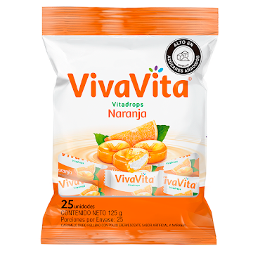 Caramelo Vivavita Naranja 125 gr x 25 und  