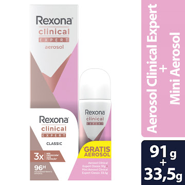 Desodorante Mujer Rexona Clinical Classic 91 gr + Mini X 33.5 gr Pack x 2 und  