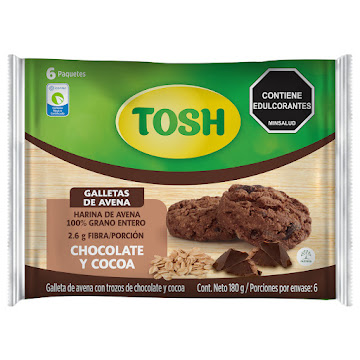 Galleta Tosh Avena Chocolate Bolsa x 6 und  