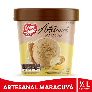 Helado Artesanal Tradicional Crem Helado Sabor Maracuya x 300 gr  