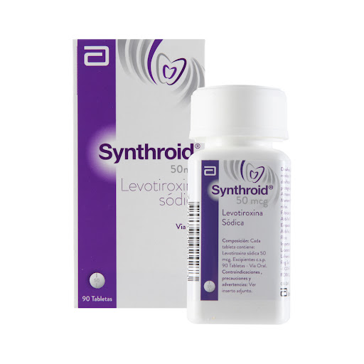 Synthroid 50 mcg Levotiroxina Sódica Abbott Caja x 90 Tabletas