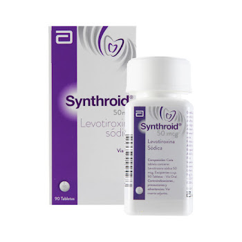 Synthroid 50 mcg Levotiroxina Sódica Abbott Caja x 90 Tabletas  