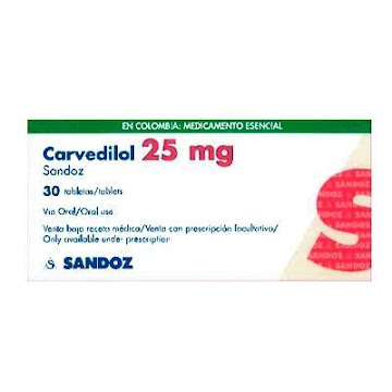 Carvedilol Sandoz 25 mg Caja x 30 Tabletas  