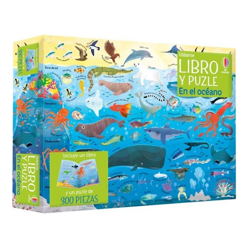 En El Océano. Libro Y Puzzle Usborne Libro x 1.0 EN EL OCEANO  Caja regalo que incluye un puzle de 300 piezas y un libro a juego dedicados a los animales que habitan en el fondo de los oceanos. El libro, con magníficas ilustraciones, contiene una gr