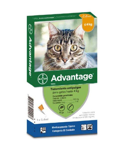 ADVANTAGE GATOS (HASTA 4 KG) Elanco  x 1 Tratamiento antipulgas para gatos que funciona con rapidez y es capaz de matar a las pulgas por contacto