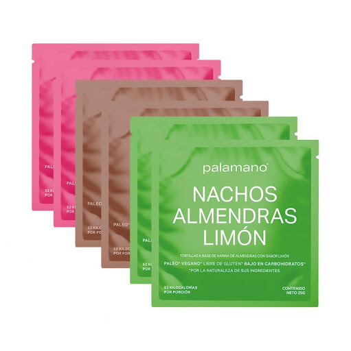Nachos Mixtos Palamano 25 gr Combo x 6 und Te ofrecemos el Combo Mixto de Nachos Palamano para que disfrutes en donde tus sabores de nachos favoritos en una presentación más compacta. 
En el paquete encontrarás: 

2 Nachos de Almendras Palaman