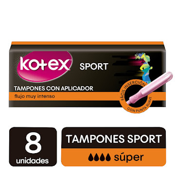 Tampones Kotex Sport Super Con Aplicador x 8 und  