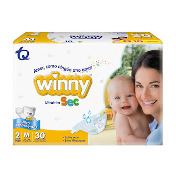 Pañales Winny Ultratrim   Sec + Toallitas Húmedas Etapa 2 x 30 und  