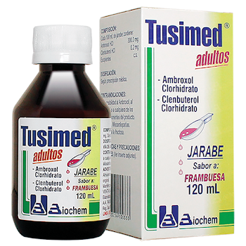 Tusimed Adultos Ambroxol + Clenbuterol 15mg/10mcg Biochem Jarabe Frasco x 120 ml  
