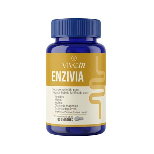 ENZIVIA X 60 DISCOS Jengibre, Menta, Inulina, Citrato de magnesio y Enzimas digestivas Vivein Frasco x 60 discos x 60 discos undefined