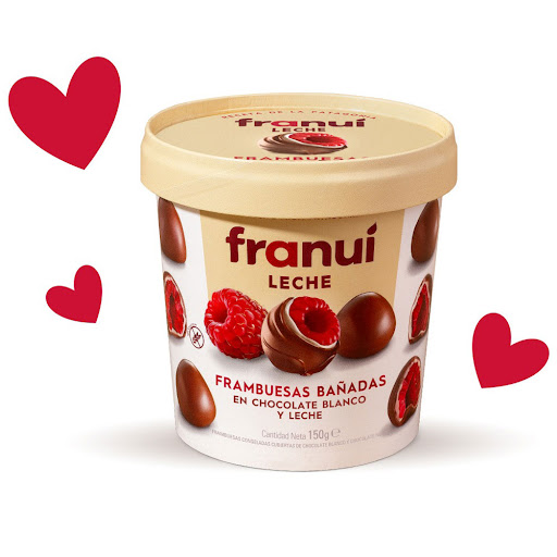 Frambuesas Franui Cubiertas Con Doble Baño De Chocolate Con Leche Pote x 150 gr